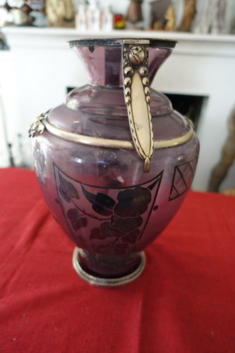 Grand vase verre violet - verre,