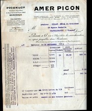 BORDEAUX (33) ALCOOL / AMER PICON "PICON & Cie" Facture en 1932
