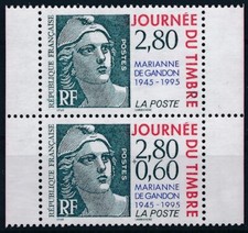 Timbre France   P2934A** PAIRE DU CARNET JOURNEE DU TIMBRE 1995