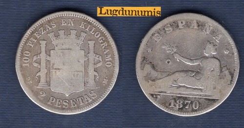 Espagne pesetas 1870 argent - pesetas,