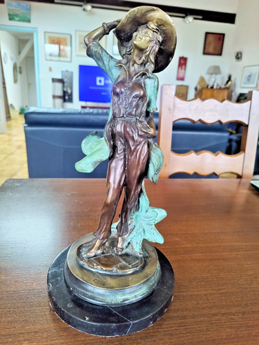 Sculpture bronze statue - bronze, femme