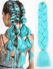 2X Extension Rajout Bleu Synthétique Cheveux A Tressée Long Tresse Braids 60cm