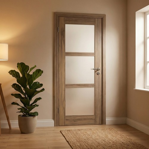 Bloc porte bois - frake, vitrée