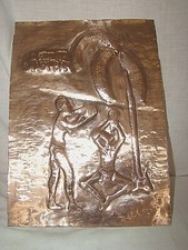 plaque en cuivre emboutie représentant une enseigne de " Snack - Bar "