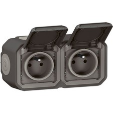 Legrand 070064 Double prise de courant horizontale avec volet Plexo complet sail