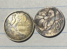 2pcs Coins, 1922 Italian 10