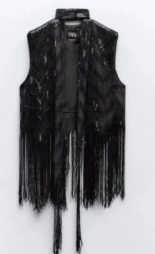 Zara black sequinned waistcoat - black,