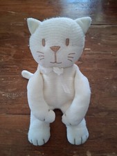 Doudou chat blanc crême SUCRE D'ORGE, en mailles, BE