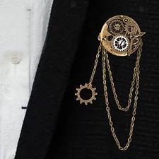 Broche Steampunk avec chaîne
