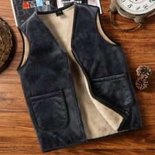 Gilet En Polaire Pour Homme Veste Sans Manches Doublée Chaude Tops Hiver
