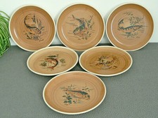 6 ASSIETTES PLATES EN FAÏENCE DE SARREGUEMINES GRANVILLE DÉCOR POISSON TRUITE...