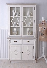 Küchenvitrine Shabby Vitrine Blanc Vaisselier / Buffet de Cuisine Console Bois