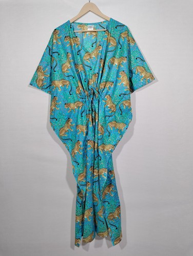 Robe caftan imprimée singe