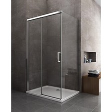 Douche d'angle chrome à fermeture douce coulissante H 200 verre 8 mm EasyClean