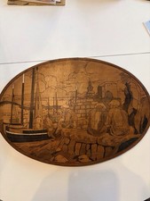 Panneau ancien pyrogravure et