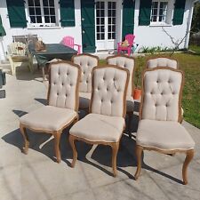 Lot de 6 chaises de salle à manger - chêne massif et tissus -