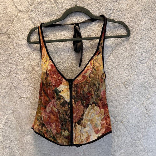 Floral tapestry corset top - floral,
