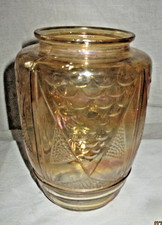 vase Art Deco en verre irisé a decor geometrique