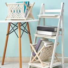 Présentoir à magazines et livres en macramé pliable pour livres et journaux,