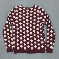 Pull Col V Motif Zara S Bordeaux Mailles Laine Pique Jeu Carte