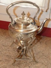 Ancienne samovar théière à thé café chocolat métal argenté H: 28,5 cm