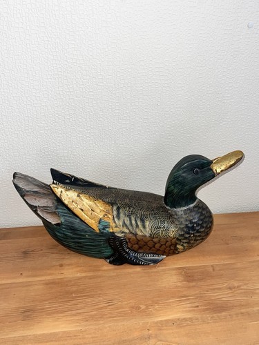 Grand canard bois sculpté - grand, en
