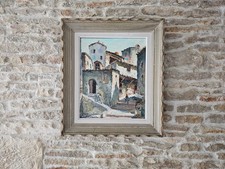 Tableau Huile sur Toile Haut de Cagnes rue des tours Signé Henri Edouard BARGIN