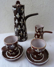 SERVICE A CAFE 2 TASSES CAFETIERE+ POT A LAIT GRES VERNISSÉ