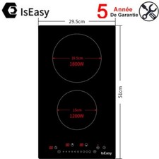 30cm Plaque Vitrocéramique électrique avec 2 Brûleurs Intégrés Commande Tactile