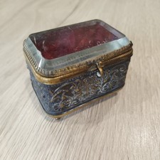 Boite À Bijoux Où A Chapelet ? Époque Napoléon 3,Verre Biseauté