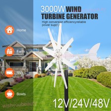 3KW 8/10 Blades Générateur à éolienne 12/24/48V Charge Controller Windmill Power