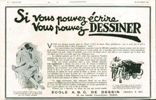 Publicité ancienne école A B C de dessin  1928 issue de  magazine