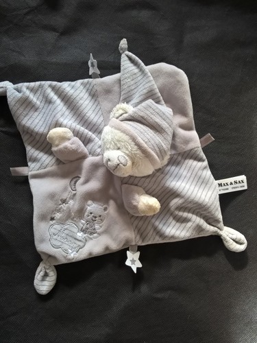 Doudou ours plat gris - , blanc