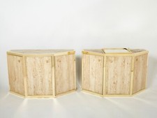 Pair of Alfredo Freda brass and travertine cabinets buffets 1975