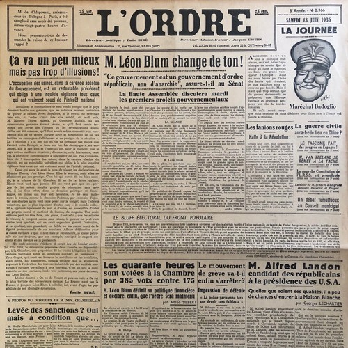 Journal ordre 1936 - journal, 13/06/1936