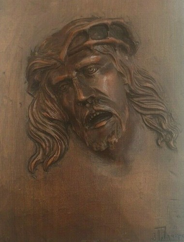 Sculpture christ sur bois - sculpture,,