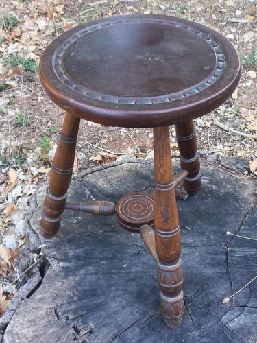 Tabouret tripode vintage bois