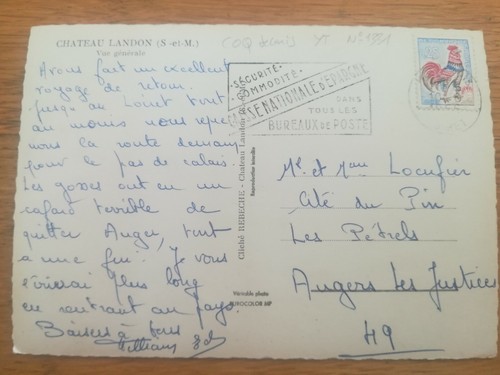 Timbre sur carte - , coq