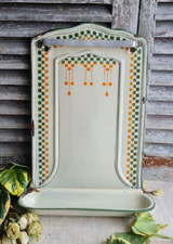 ANCIEN  PORTE USTENSILS EMAILLE PETITS CARREAUX style lustucru