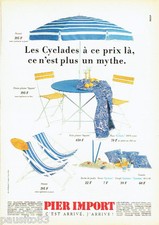 PUBLICITE ADVERTISING 096  1990   Pier Import  mobilier jardin été Cyclades