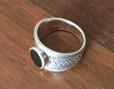 Belle ancienne Grande Bague Argent Massif et ONYX - Taille 62