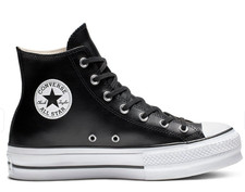 CONVERSE 38 CUIR NOIR. Chuck Taylor All Stars Platform Leather. Valeur + de 100e