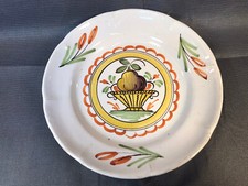 Ancienne assiette déco murale en terre vernissée 19ème poterie artisanale
