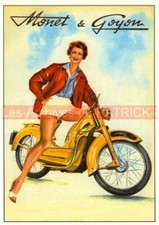 MONET & GOYON Cyclomoteur Affiche : Carte Postale Rétro Moto Postcard #0309