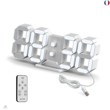 Deeyaple Horloge Murale Digitale LED 3D Petit Réveil Télécommande 25.2CM 12/24 H