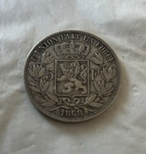 5 Francs Belge Léopold 2 argent 1868