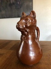 RARE PICHET A ABSINTHE ZOOMORPHE  EN GRÈS  " TÊTE DE CHAT " CORNEAU - MYENNES