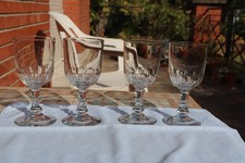 4 ANCIENS VERRES À PIED « VIN OU À EAU" - H.15,5 cm
