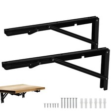2 Pièces Equerre Pliable Noir Support Console Pliants Pliable RétractableEque...