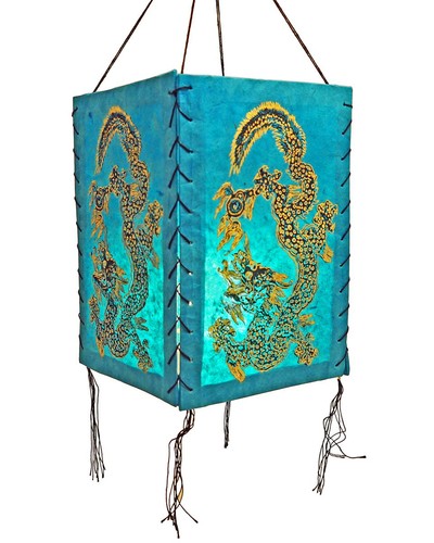 Abat jour dragon - dragon,, turquoise